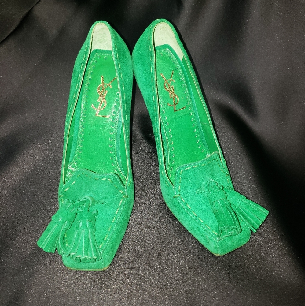 Yves Saint Laurent St. Germain Tassle Loafer Heels Sz 36